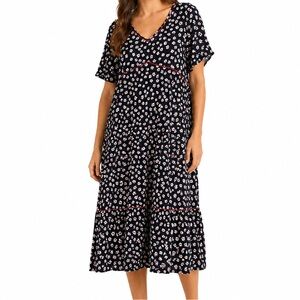 Tommy Hilfiger Mavy Floral V-Neck Midi Dress